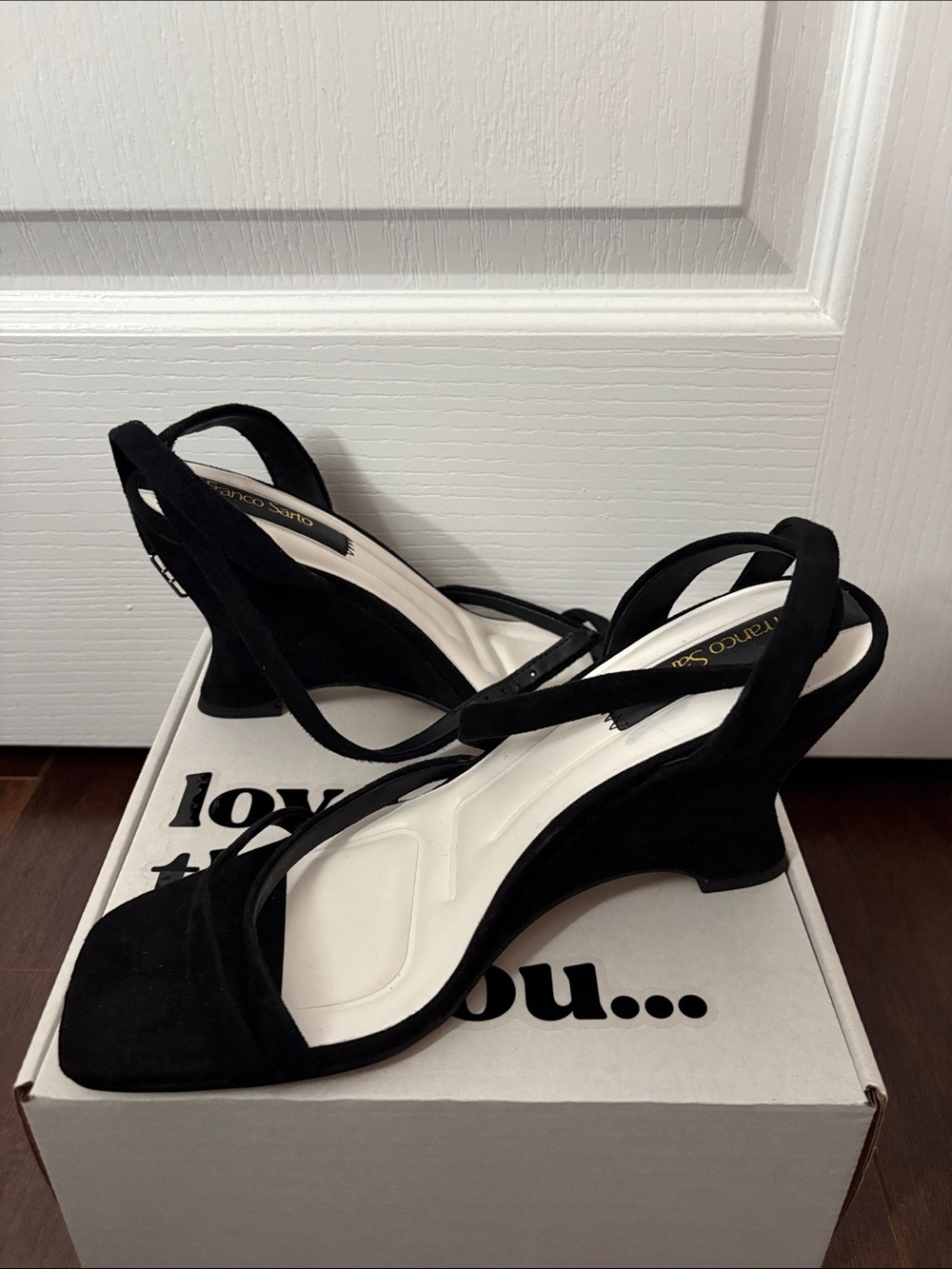 Franco Sarto Black Suede Slingback Heels